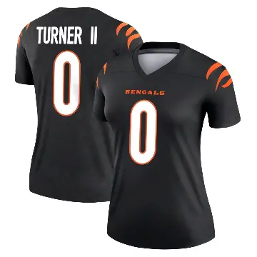 ＃0 Women's DJ Turner II Black Legend Cincinnati Bengals Jersey