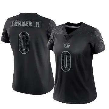 ＃0 Women's DJ Turner II Black Limited Cincinnati Bengals Reflective Jersey