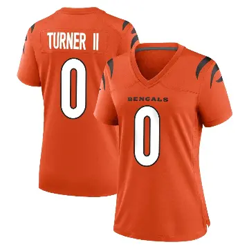 ＃0 Women's DJ Turner II Orange Game Cincinnati Bengals Jersey