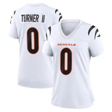 ＃0 Women's DJ Turner II White Game Cincinnati Bengals Jersey