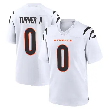 ＃0 Youth DJ Turner II White Game Cincinnati Bengals Jersey