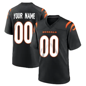 ＃00 Men's Custom Black Game Cincinnati Bengals Team Color Jersey