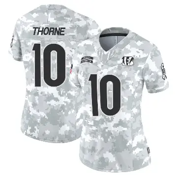 ＃10 Women's Payton Thorne Arctic Camo Limited Cincinnati Bengals 2024 Salute to Service Jersey