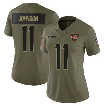 ＃11 Women's Josh Johnson Olive Limited Cincinnati Bengals 2025 Salute to Service Jersey