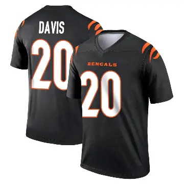 ＃20 Men's Tacario Davis Black Legend Cincinnati Bengals Jersey