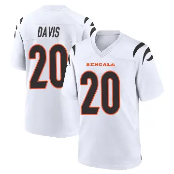 ＃20 Youth Tacario Davis White Game Cincinnati Bengals Jersey