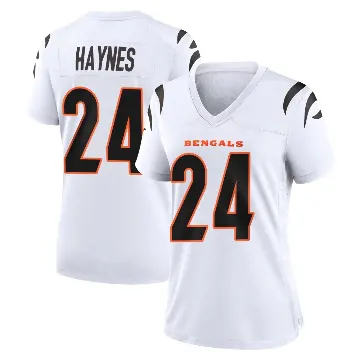 ＃24 Women's Jamal Haynes White Game Cincinnati Bengals Jersey