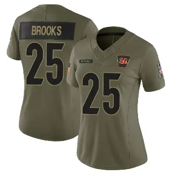 ＃25 Women's Tahj Brooks Olive Limited Cincinnati Bengals 2025 Salute to Service Jersey