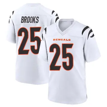 ＃25 Youth Tahj Brooks White Game Cincinnati Bengals Jersey