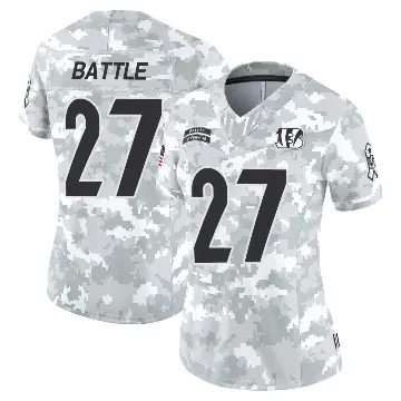 ＃27 Women's Jordan Battle Arctic Camo Limited Cincinnati Bengals 2024 Salute to Service Jersey