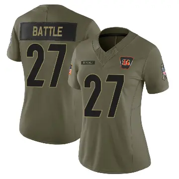 ＃27 Women's Jordan Battle Olive Limited Cincinnati Bengals 2025 Salute to Service Jersey