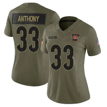 ＃33 Women's Daijahn Anthony Olive Limited Cincinnati Bengals 2025 Salute to Service Jersey