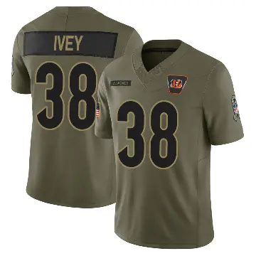 ＃38 Men's DJ Ivey Olive Limited Cincinnati Bengals 2025 Salute to Service Jersey