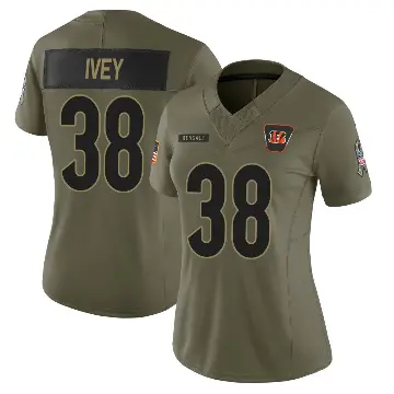 ＃38 Women's DJ Ivey Olive Limited Cincinnati Bengals 2025 Salute to Service Jersey