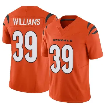 ＃39 Men's Jarveon Williams Orange Limited Cincinnati Bengals Vapor F.U.S.E. Jersey