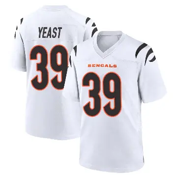 ＃39 Youth Russ Yeast White Game Cincinnati Bengals Jersey