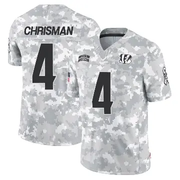＃4 Men's Drue Chrisman Arctic Camo Limited Cincinnati Bengals 2024 Salute to Service Jersey