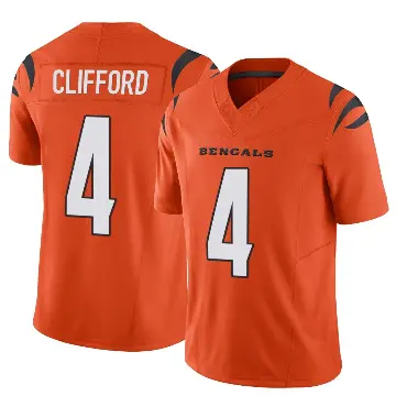 ＃4 Men's Sean Clifford Orange Limited Cincinnati Bengals Vapor F.U.S.E. Jersey
