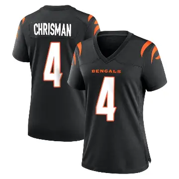 ＃4 Women's Drue Chrisman Black Game Cincinnati Bengals Team Color Jersey
