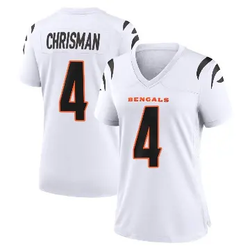 ＃4 Women's Drue Chrisman White Game Cincinnati Bengals Jersey