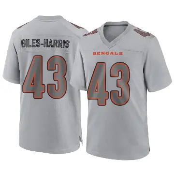 ＃43 Youth Joe Giles-Harris Gray Game Cincinnati Bengals Atmosphere Fashion Jersey