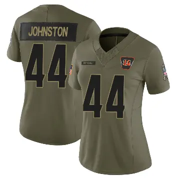 ＃44 Women's Clay Johnston Olive Limited Cincinnati Bengals 2025 Salute to Service Jersey