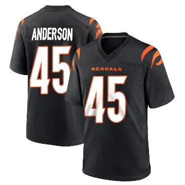 ＃45 Men's Liam Anderson Black Game Cincinnati Bengals Team Color Jersey