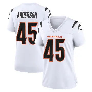 ＃45 Women's Liam Anderson White Game Cincinnati Bengals Jersey