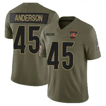 ＃45 Youth Liam Anderson Olive Limited Cincinnati Bengals 2025 Salute to Service Jersey
