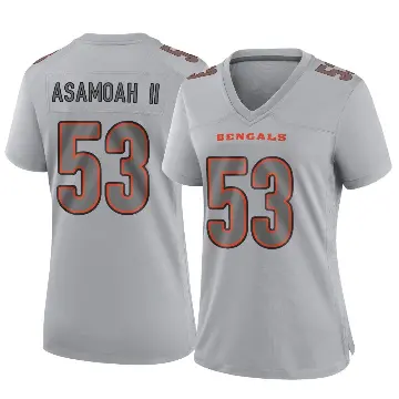 ＃53 Women's Brian Asamoah II Gray Game Cincinnati Bengals Atmosphere Fashion Jersey