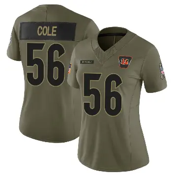 ＃56 Women's Myles Cole Olive Limited Cincinnati Bengals 2025 Salute to Service Jersey