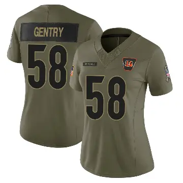 ＃58 Women's Eric Gentry Olive Limited Cincinnati Bengals 2025 Salute to Service Jersey