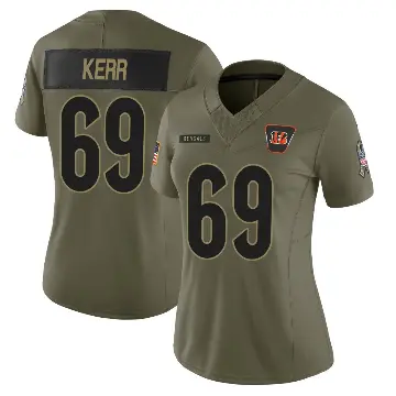 ＃69 Women's Zach Kerr Olive Limited Cincinnati Bengals 2025 Salute to Service Jersey