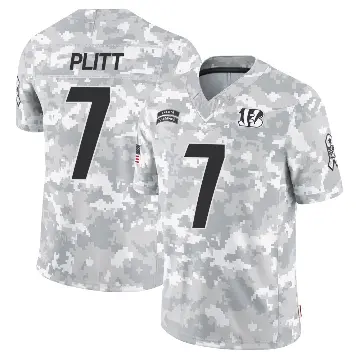 ＃7 Men's Drew Plitt Arctic Camo Limited Cincinnati Bengals 2024 Salute to Service Jersey