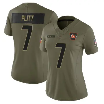 ＃7 Women's Drew Plitt Olive Limited Cincinnati Bengals 2025 Salute to Service Jersey