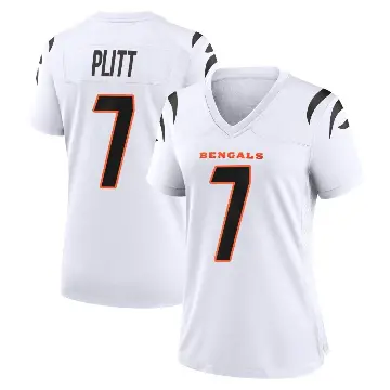 ＃7 Women's Drew Plitt White Game Cincinnati Bengals Jersey