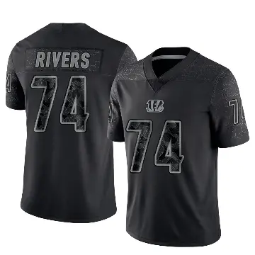 ＃74 Men's Jalen Rivers Black Limited Cincinnati Bengals Reflective Jersey