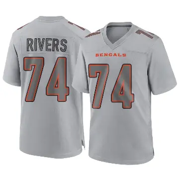 ＃74 Men's Jalen Rivers Gray Game Cincinnati Bengals Atmosphere Fashion Jersey