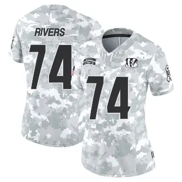 ＃74 Women's Jalen Rivers Arctic Camo Limited Cincinnati Bengals 2024 Salute to Service Jersey