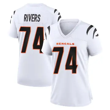 ＃74 Women's Jalen Rivers White Game Cincinnati Bengals Jersey