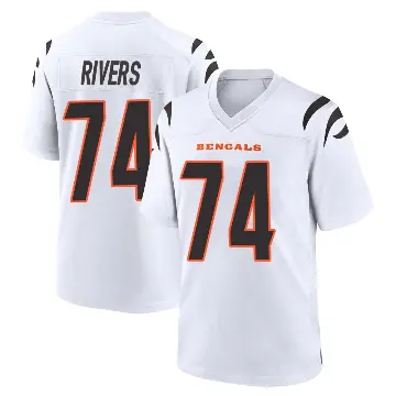 ＃74 Youth Jalen Rivers White Game Cincinnati Bengals Jersey