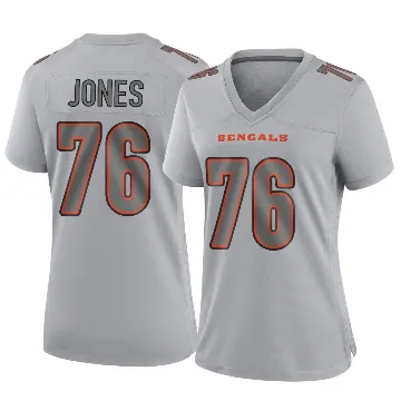 ＃76 Women's Christian Jones Gray Game Cincinnati Bengals Atmosphere Fashion Jersey