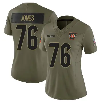 ＃76 Women's Christian Jones Olive Limited Cincinnati Bengals 2025 Salute to Service Jersey
