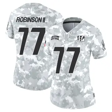 ＃77 Women's Corey Robinson II Arctic Camo Limited Cincinnati Bengals 2024 Salute to Service Jersey
