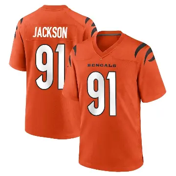 ＃91 Men's McKinnley Jackson Orange Game Cincinnati Bengals Jersey