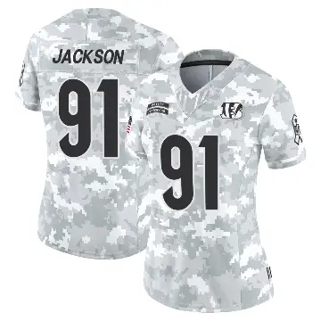 ＃91 Women's McKinnley Jackson Arctic Camo Limited Cincinnati Bengals 2024 Salute to Service Jersey