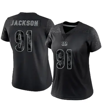 ＃91 Women's McKinnley Jackson Black Limited Cincinnati Bengals Reflective Jersey