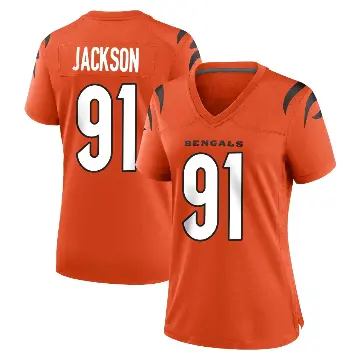 ＃91 Women's McKinnley Jackson Orange Game Cincinnati Bengals Jersey