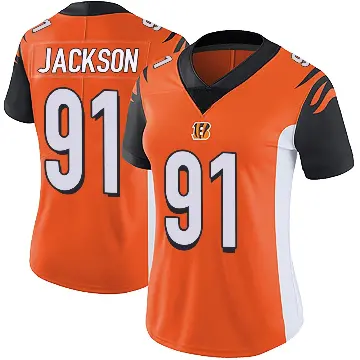 ＃91 Women's McKinnley Jackson Orange Limited Cincinnati Bengals Vapor Untouchable Jersey