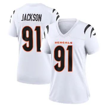 ＃91 Women's McKinnley Jackson White Game Cincinnati Bengals Jersey